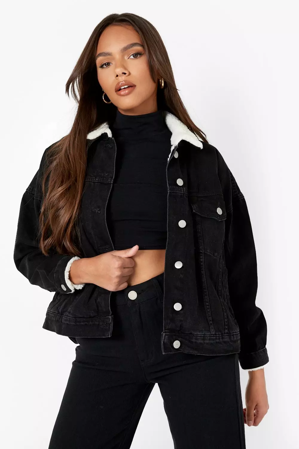 Teddy trucker jacket store black